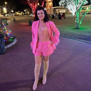 Buddy love 💕 suit jacket w/ostrich feather  wore 5min for photo at New Year’s